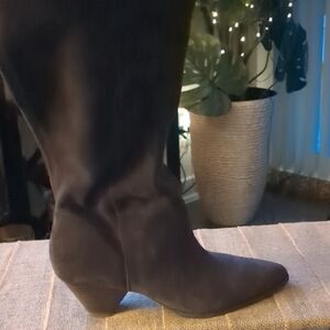 Lucky Brand Coffee Oiled Suede Heeled Boots